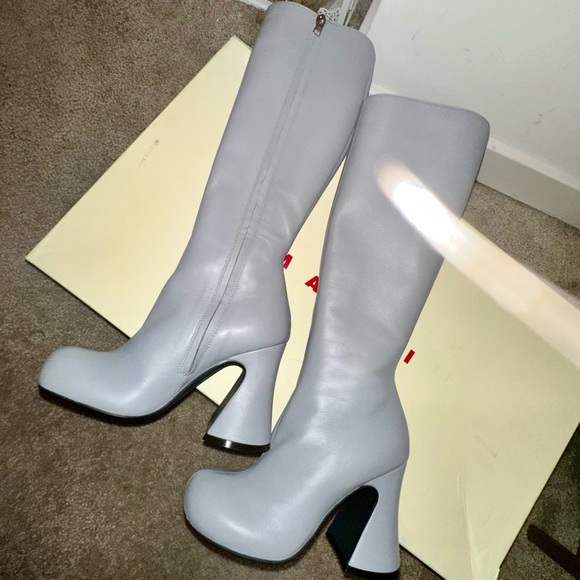 Marni Grey Knee-high Leather Boots - Picture 4 of 5